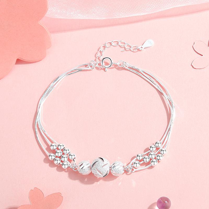 925 Silver Bracelet Vintage Adjustable Bead Bracelets for Women Luxury Fashion Jewelry Party Wedding Gift