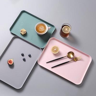 Restaurant Serving Tray Anti Slip Scratch Resistant Plastic Food Serving Tray Plastic Household Tea Tray Kitchen Organizer 2Size