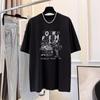 Dongdaemun 2025 spring new student cartoon pure cotton printing loose and thin black short-sleeved t-shirt women