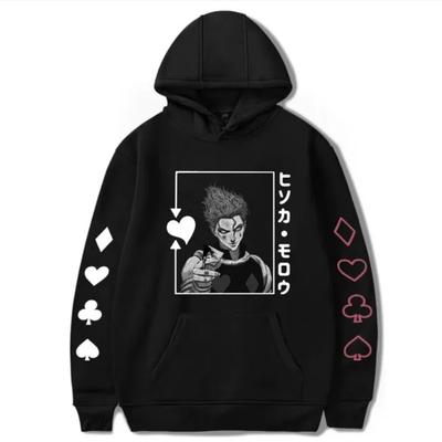 Men's Hooded Sweatshirt, Anime Printed Sweatshirt, Harajuku Black and White Pattern, Suitable for Both Men and Women, Fashionable and Trendy Hoodie