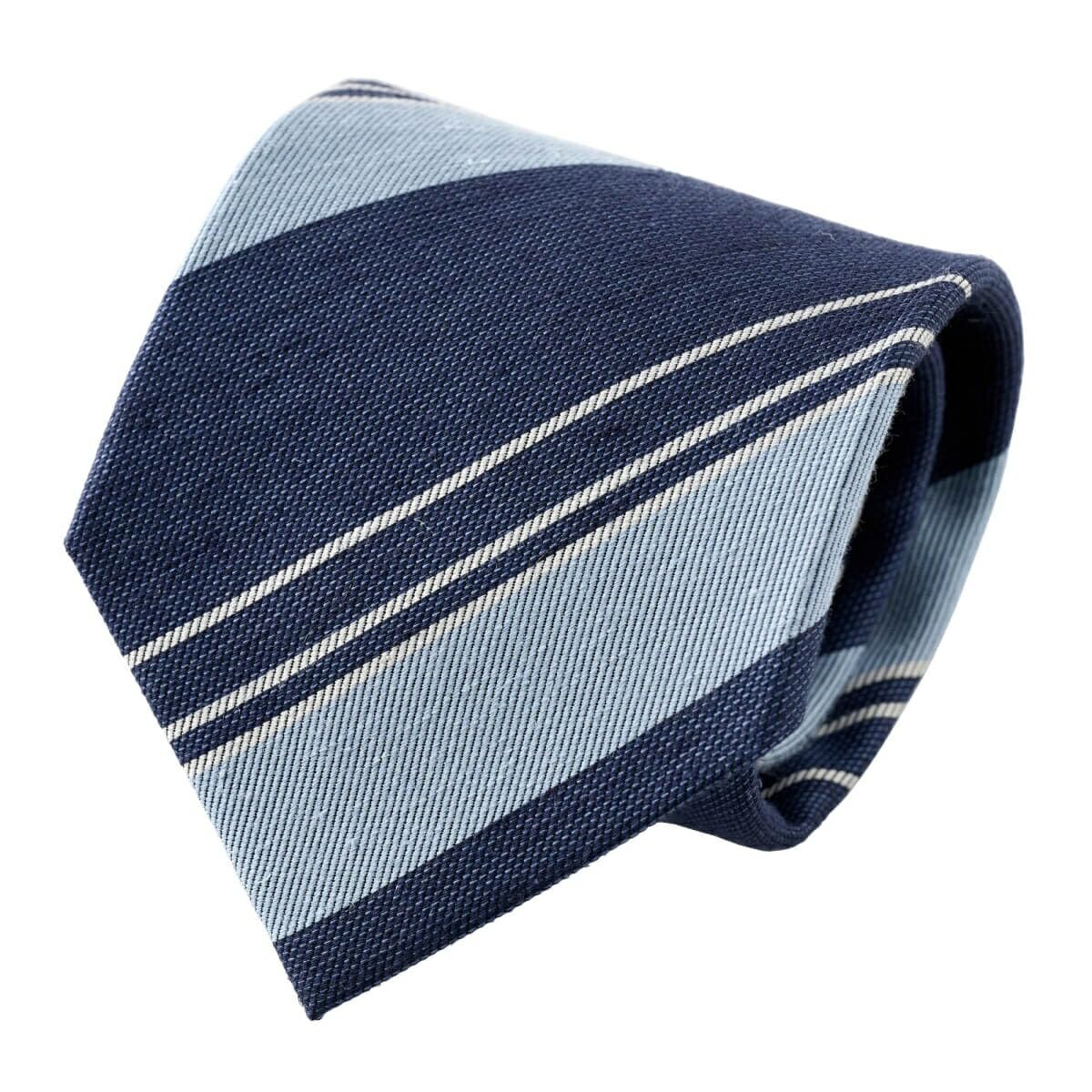 [Ojie] Men s Linen Tie, Silk Blend, Regimental Stripe, Business Tie, Made in Japan, Stylish, SpringSummer