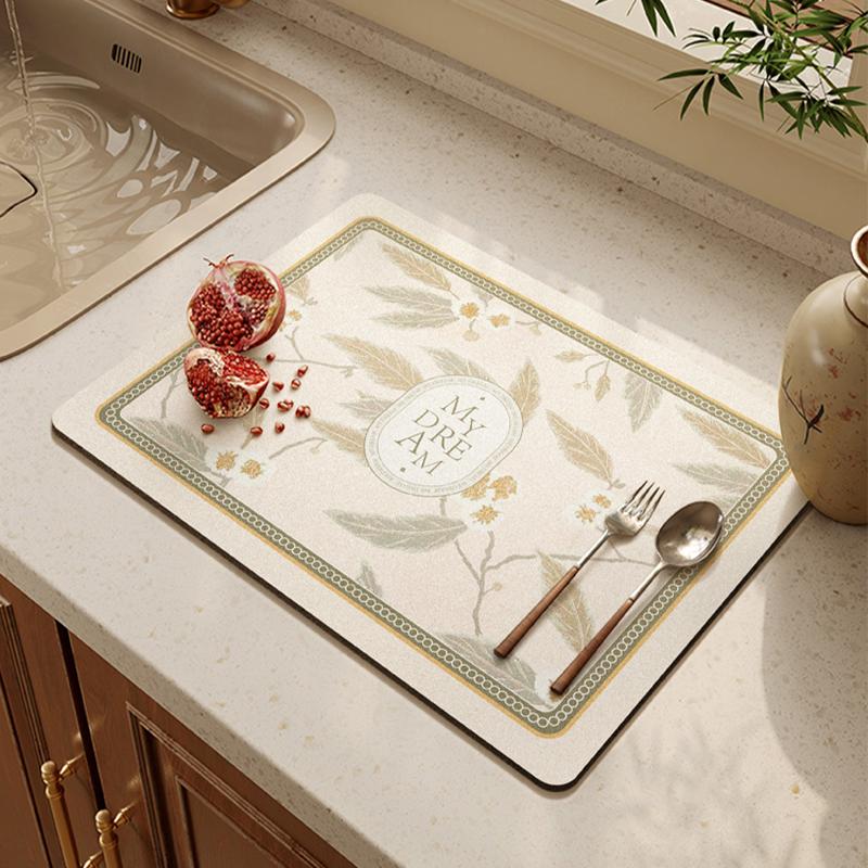 American Retro Light Luxury Kitchen Countertop Drain Pad, Diatom Mud Suction Pad, Quick-drying Washing Table, Sink, Bar Mat