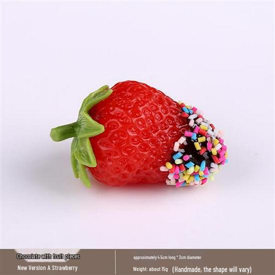 White Bionic Strawberry Fake Fruit Photography Prop - Plastic Decoration Toy