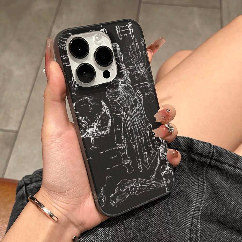 Radiological Human Organs Skeleton Phone Case For IPhone 17 16 15 11 12 13 14 Pro Max Soft Corrugated Silicone Cover Case