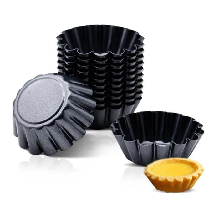 Moules à tartelettes - Lot de 12 - Acier au carbone - Antiadhésifs - Réutilisables