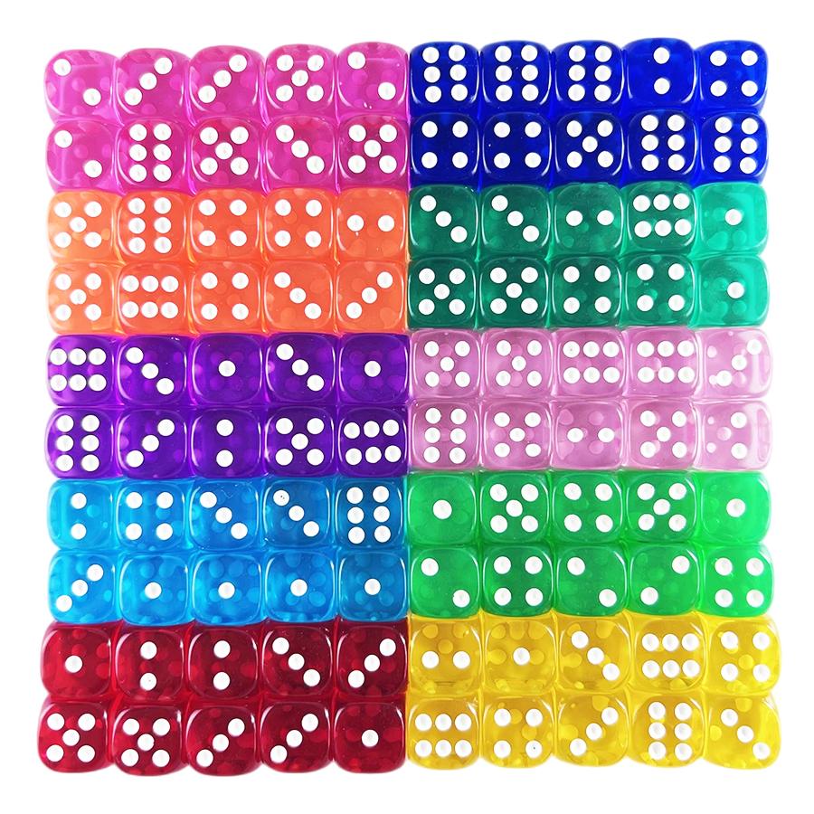 10/50pcs Transparent Dice 14mm Acrylic Interactive Game Tool for Party Friends Family Gathering Board Activity Supplies XJM