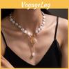 Baroque Minimalist Trendy Flat Pearl Choker Necklace For Women Featuring Geometric Elements