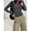Autumn Fashion Slim Long Sleeve T Shirt Women Solid Color Round Neck Top Wear Inside or Outside