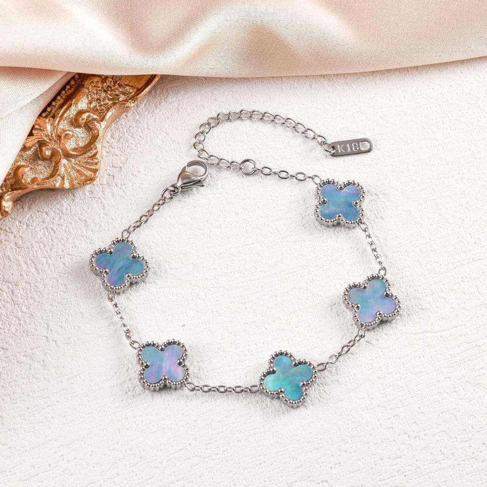 High-quality 13mm Four-leaf Clover Shell Bracelet Colorfast Plating Women's Bangle
