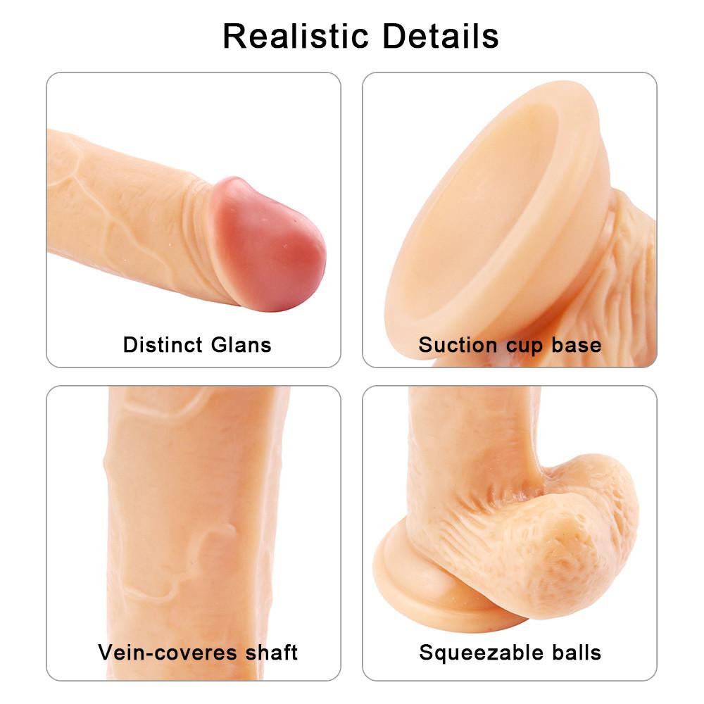 Charming Dildo Realistic Fake Dick with Simulated Penile Sucker for Women Mutual Masturbation Erogenous Sex Toys