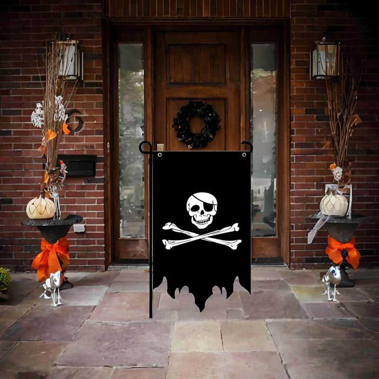 

Halloween Pirate Flag Banner Crossbone Door Wall Hanging Decor for Restaurant Bar Kitchen Type A