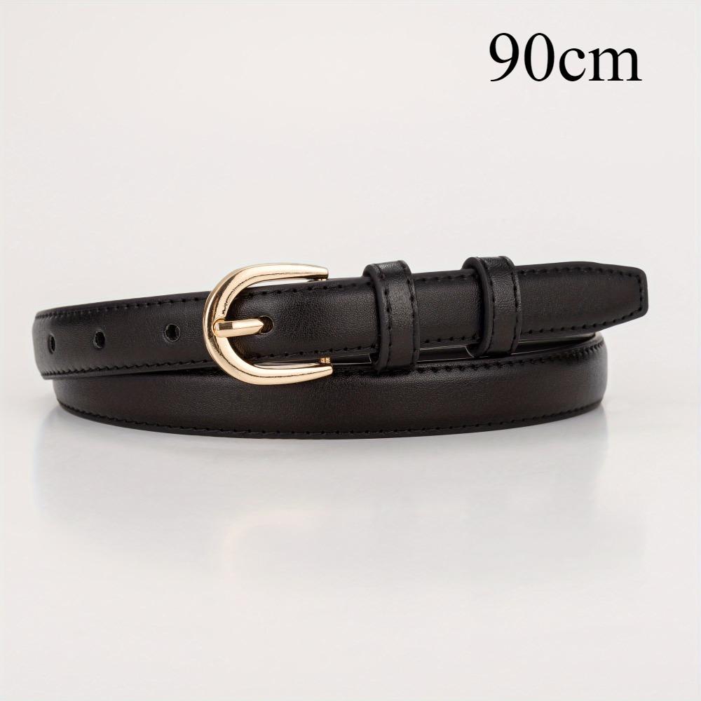 

Girls retro style imitation leather belt, semi-oval buckle ring, hollow decoration, alloy button head, washable and clean - black 90CM чорний
