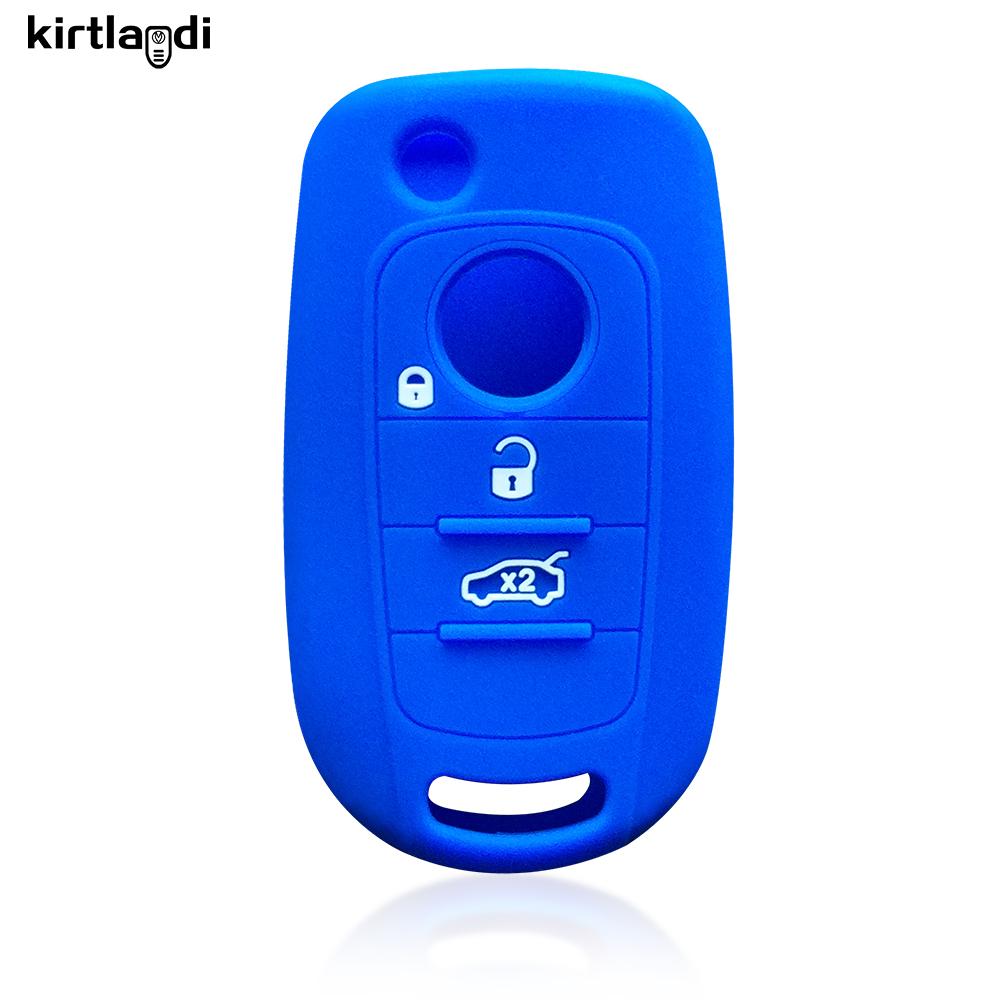 Kirtlandi Silicone Key Case For Fiat Tipo 3Button Car Key Cover For Fiat Tipo   Flip Folding Holder Keychain Accessories