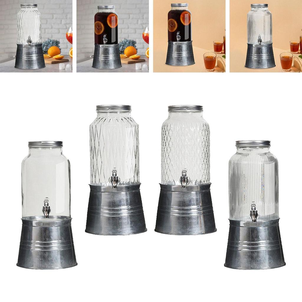 Glass Canister Jug Kettle Bucket 3000ml Clear with Spigot Bottle Pot Container for Cooking Kitchen