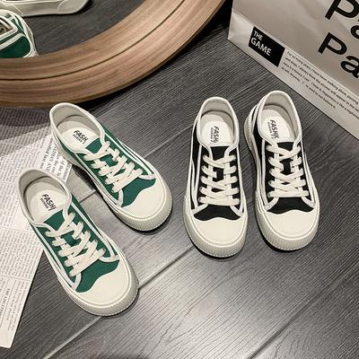 Canvas Shoes Women's Spring and Summer New Lace-up Platform Sports and Leisure Board Shoes Biscuit Shoes