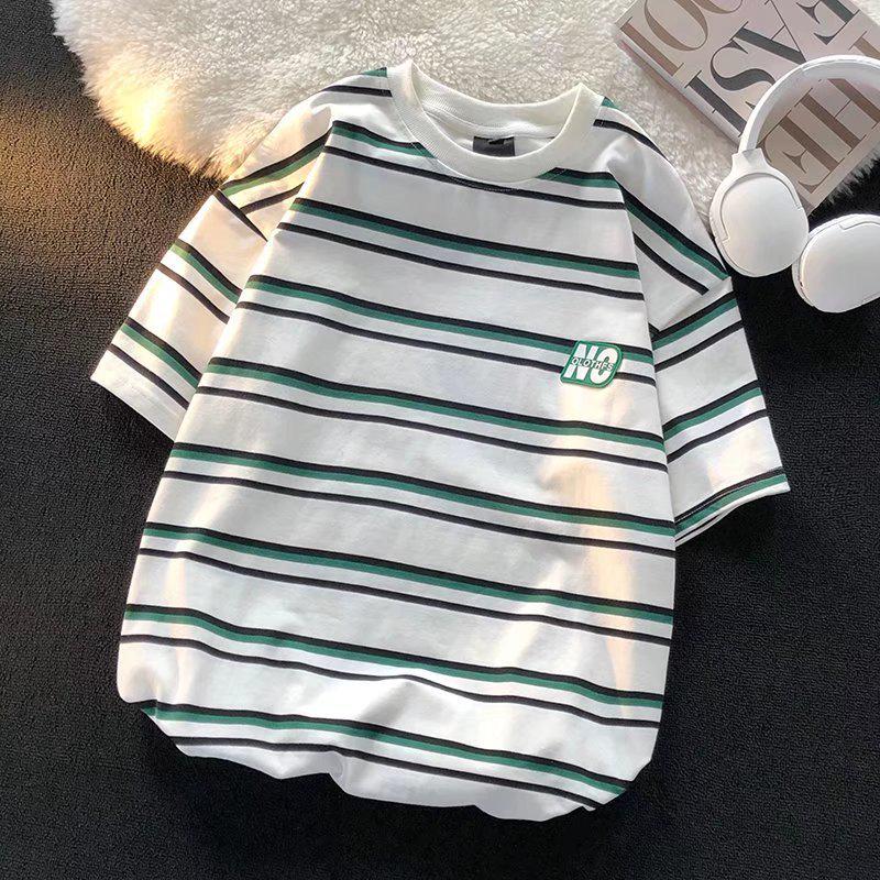 

Мужская полосатая футболка свободного кроя в стиле ретро — модный дизайн лета 2022 года 2XL белый