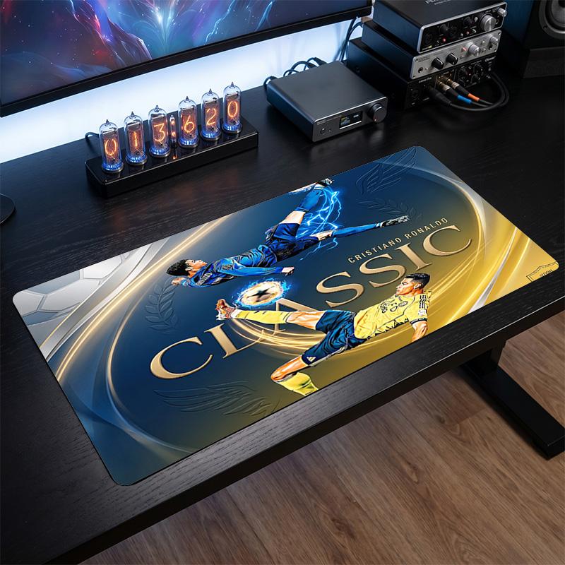 Cristiano Ronaldo Wappen Mauspads, Erweitertes rutschfestes Gummi Schreibtischmatte für Gaming Büro Laptop Fan Geschenk