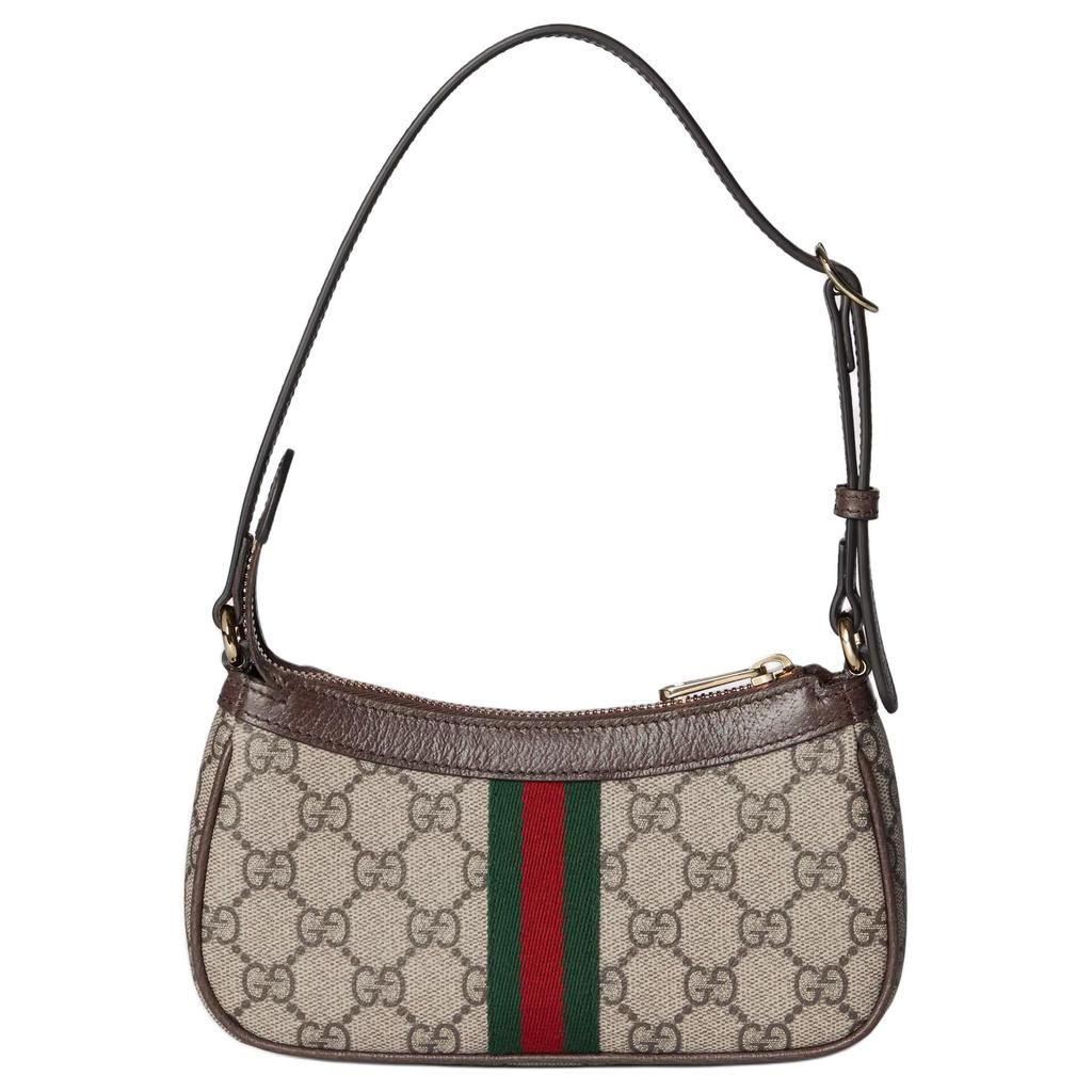 Gucci GG Vintage Web Supreme Schultertasche Braun Canvas UndLeder Rot Grün Streifen Umhängetasche 838465-FAE0P-9746