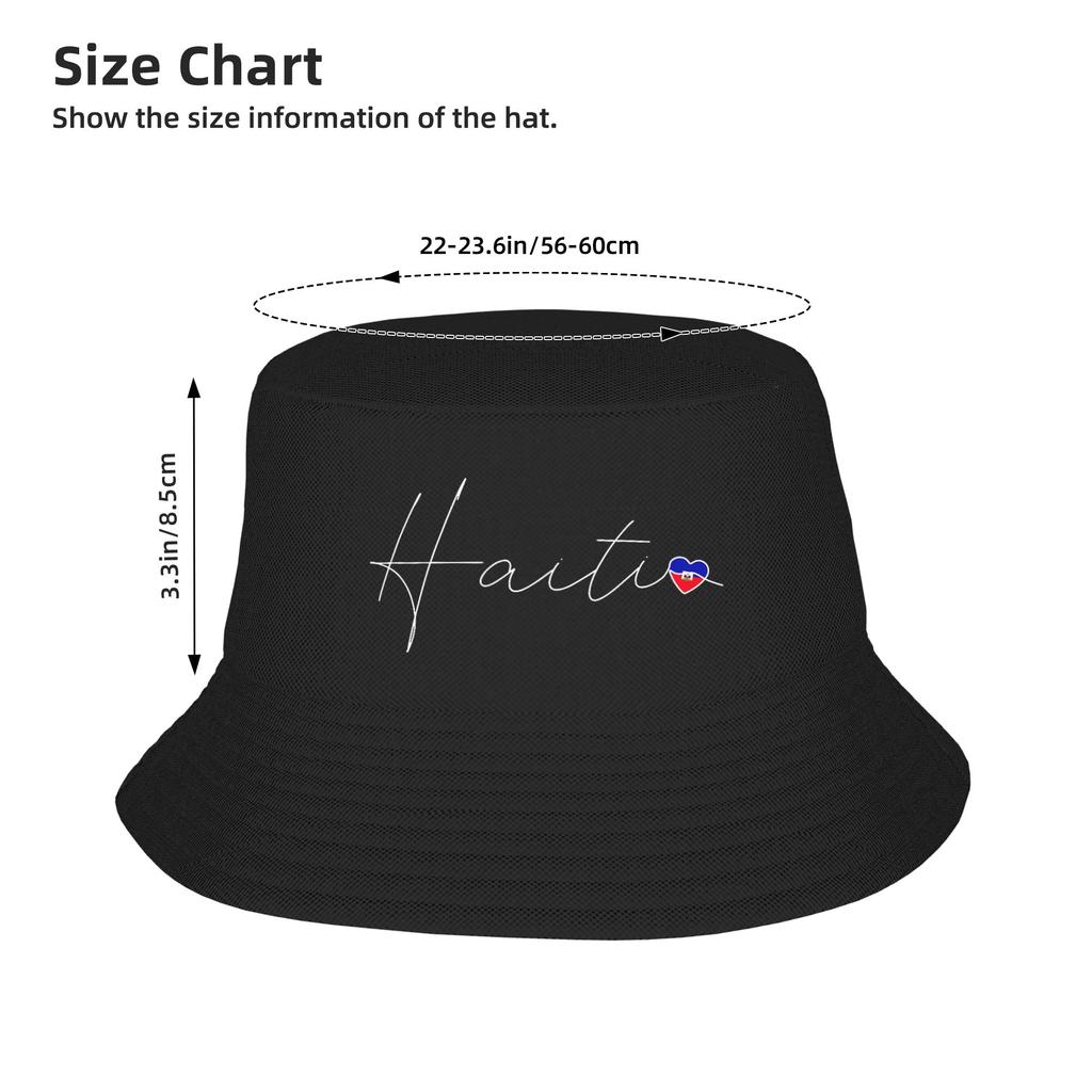 Unisex Bucket Hat Haiti Love Haitian Flag And Heart On Haiti  Headwear Foldable Hiking Fisherman Hat  Bob Hat Birthday Gift Idea