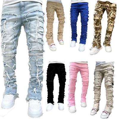Men Fashion Casual Mid Waist Slim Long Jeans Skinny Straight Denim Pants for Men