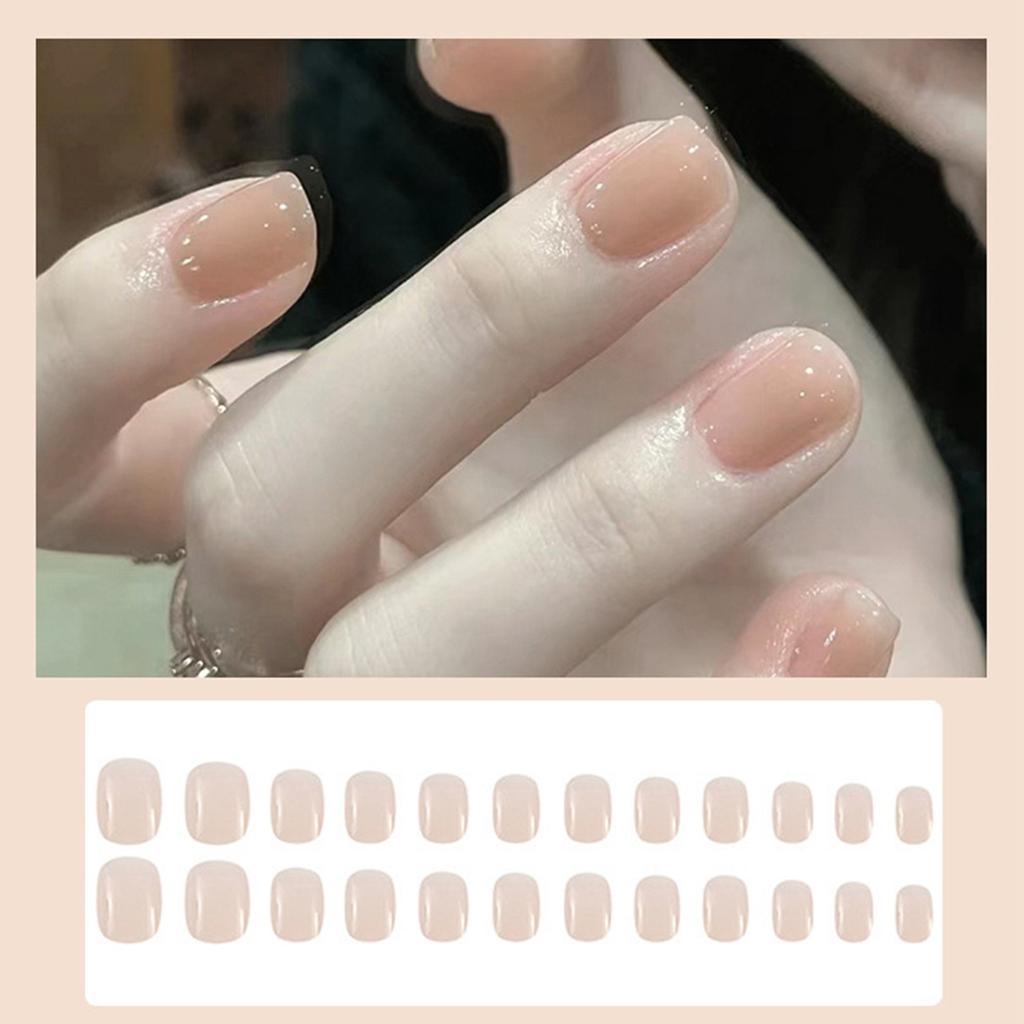 24 Pieces Short False Nails Press- Nails Glitter Manicure Nail Patches 10ml