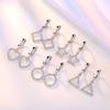 Dreieckige geometrische Ohrringe, süße, versilberte Ohrringe mit fünfzackigem Stern und Mikrozirkon, Ohrclip-Schmuck für Damen.