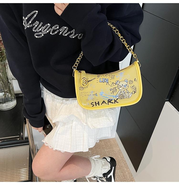 

Гонконгская сумка-медведь с граффити, новая модная универсальная сумка для маджонга, женская наплечная сумка-мессенджер, женская 13cm*22cm*8cm