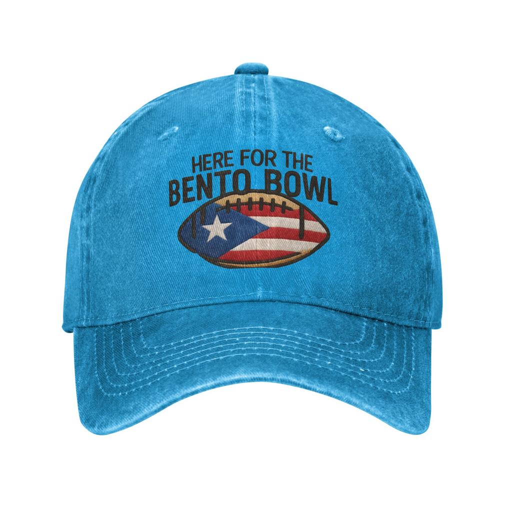 Unisex Here for The Benito Bowl 2026 Bad Benito Halftime Bads Bunnys Printed Hats Fashion Distressed Denim Washed Baseball Cap