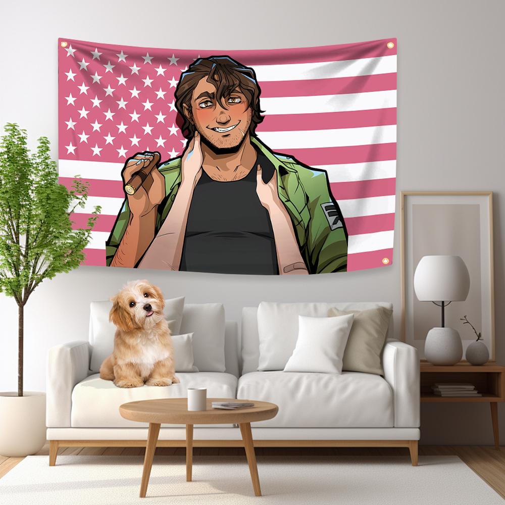 Strades American Flag 4 Holes Anime Game BTD Tapestry For Living Room Home Dorm Decor Art Home Decor Banner Indoor Outdoor