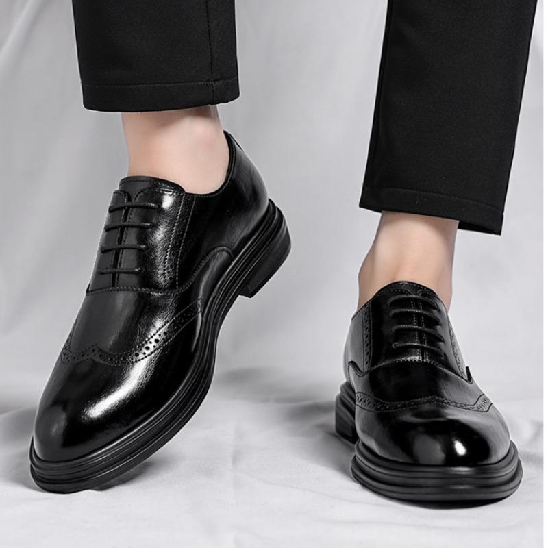 FashionFashion Platform Leather Business Men's Dress Shoes Spring Autumn Designer Soft-soled Increase Spring Autumn Brogues Shoes Male