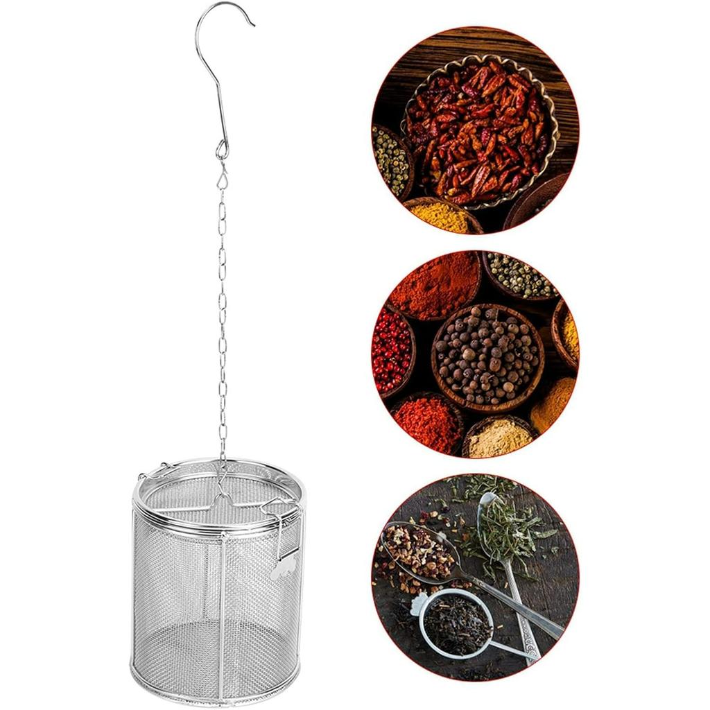 Stainless Steel Tea Ball Strainer and Filter, 4.7 Inch Infusion Basket for Loose Leaf Tea, Soup Seasonings, Broth with Hook