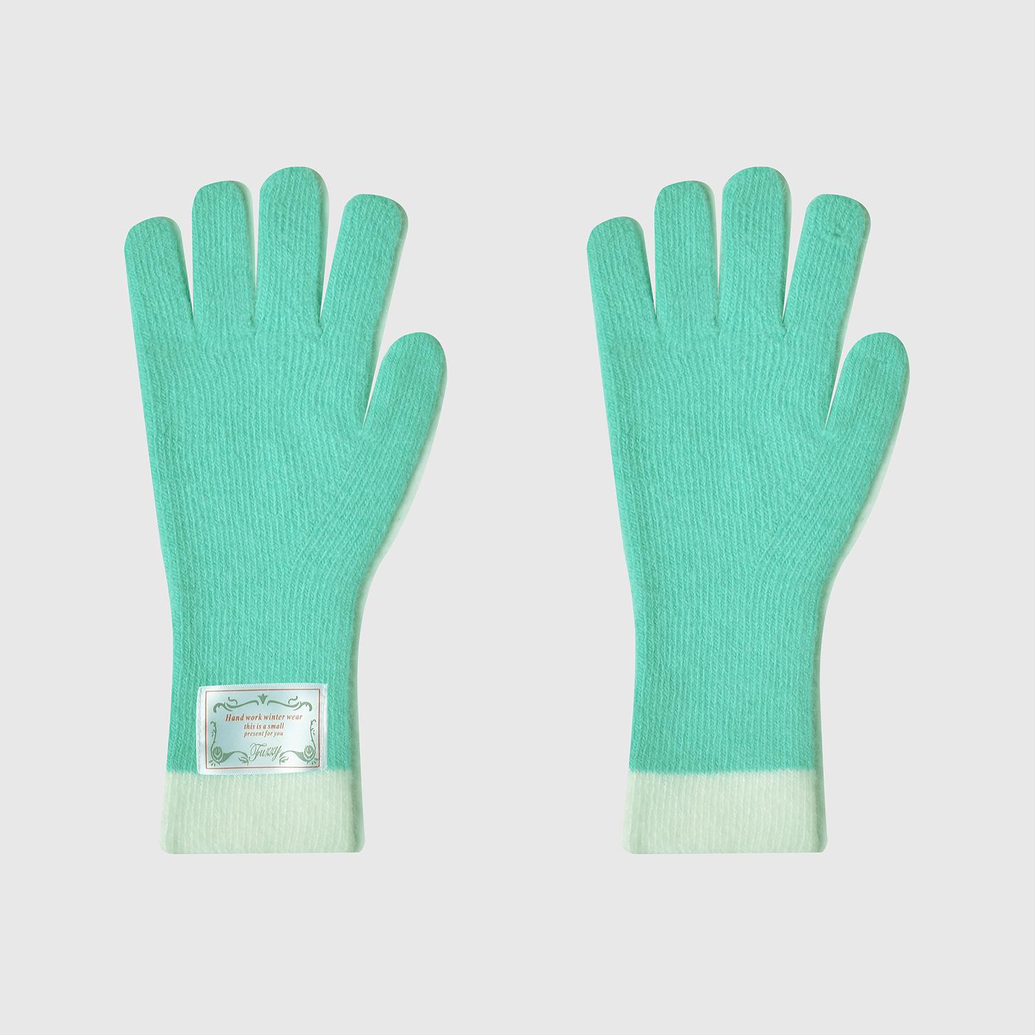 

Цветовые блоки вязаные перчатки из кроличьего меха мужские и женские макарон длинные без пальцев сенсорные велосипедные теплые перчатки трава зеленый