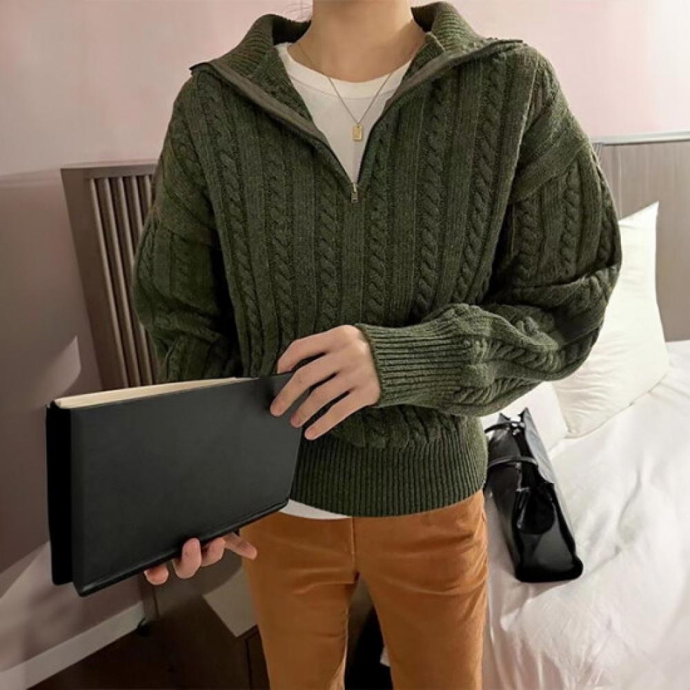 Floressence Cable Knit Half Open Zip Up 2 Types