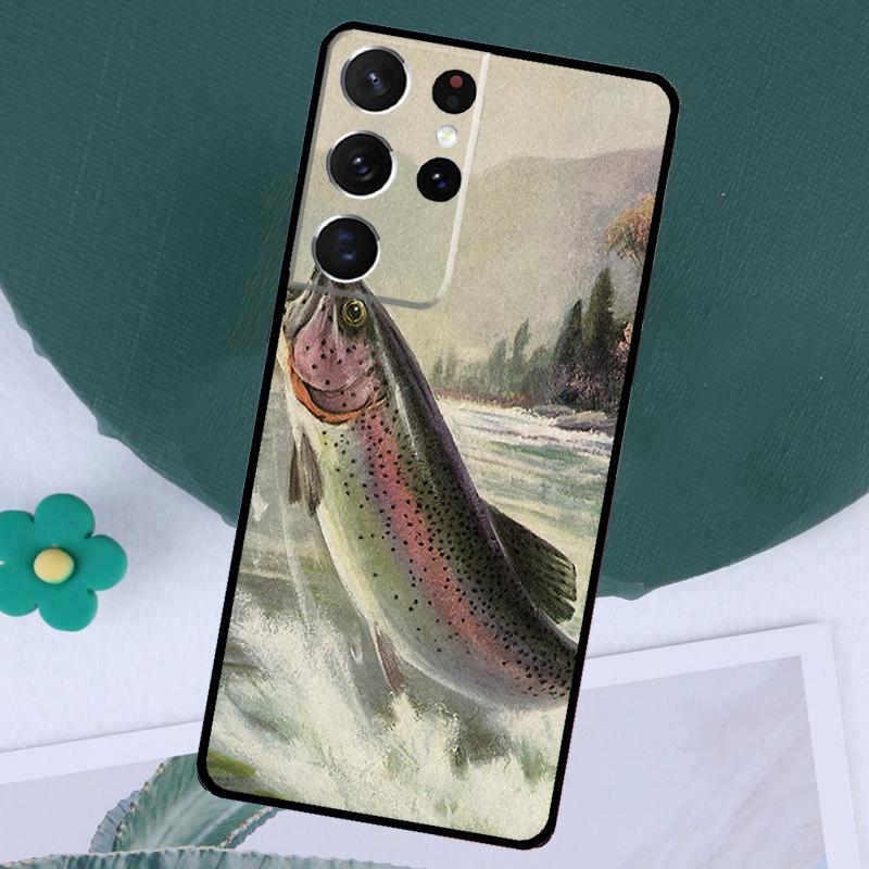 Forelle Fliegenfischen Hülle Für Samsung Galaxy S23 S24 Ultra S8 S9 S10 S22 Plus S20 S21 FE Note 10 20 Ultra Hülle