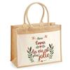 Tote Bag - PLANETEE - Jute with Pocket Emma Life Is Prettier - Natural Jute - Printed In France - 43x33 Cm