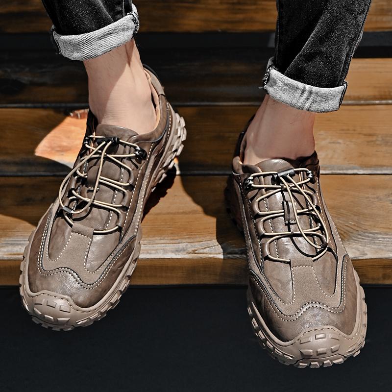 British Leather Shoes Leather Men's Casual Single Shoes Handmade Shoes Stitched Casual Leather Shoes Outdoor Fashion Men Flats