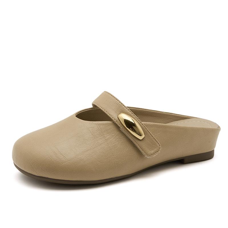 

Sandals women s 2025 summer Mary Jane women s shoes new one-pedal flat-bottomed French with skirt bag head half drag women 35