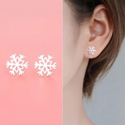 Schneeflocken-Steckohrringe für Damen - Modisches Eisblumen-Design, Schlichtes und Schickes Ganzjahres-Accessoire, Perfektes Kleines Weihnachtsgeschenk
