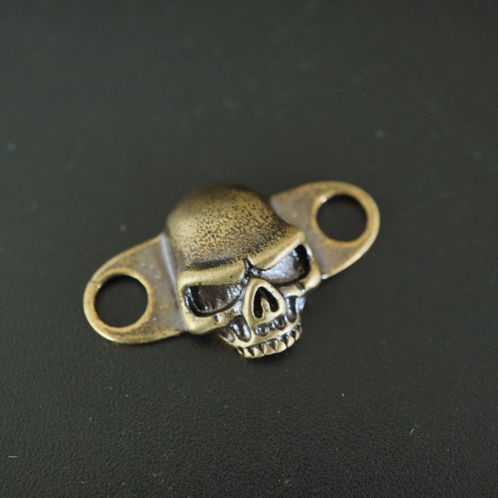 Vintage Brass Skull Shoelace Buckle - Handmade Leather Hip Hop Shoe Accessory