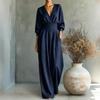 Damen V-Ausschnitt Farbe Taillenband Jumpsuit für einen eleganten Freizeit-Look
