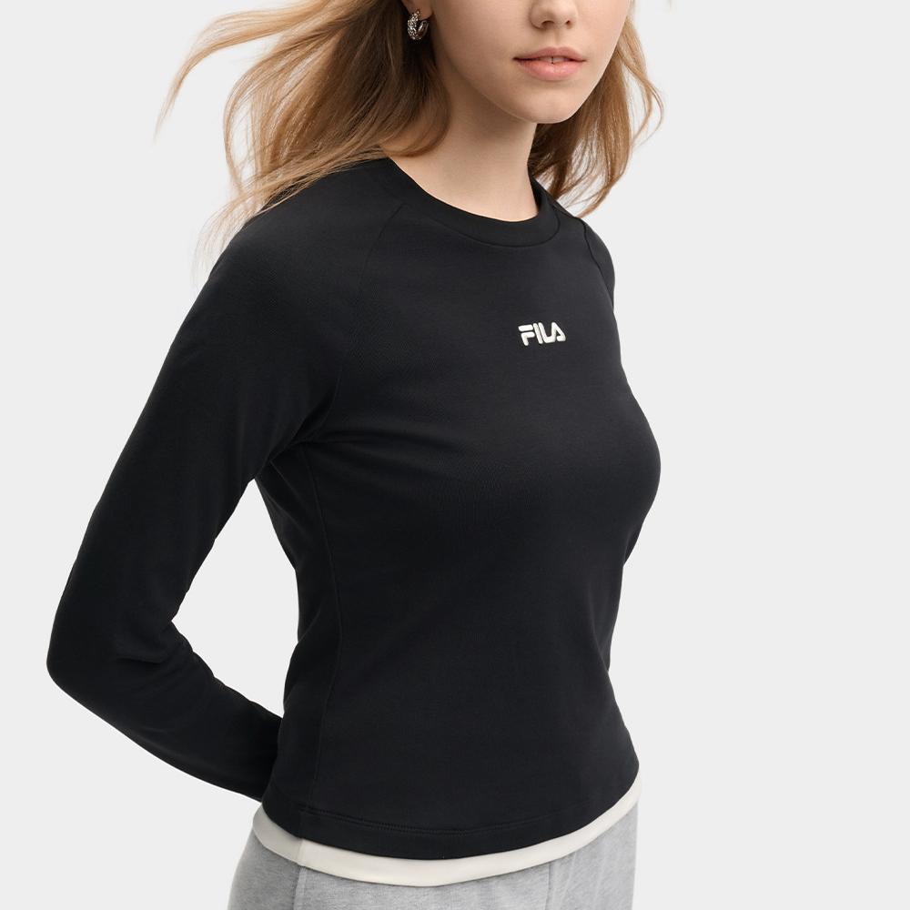FILA Original Casual Slim Fit Round Neck Pullover Long Sleeve T-Shirt Women tops F51W639202F-BK