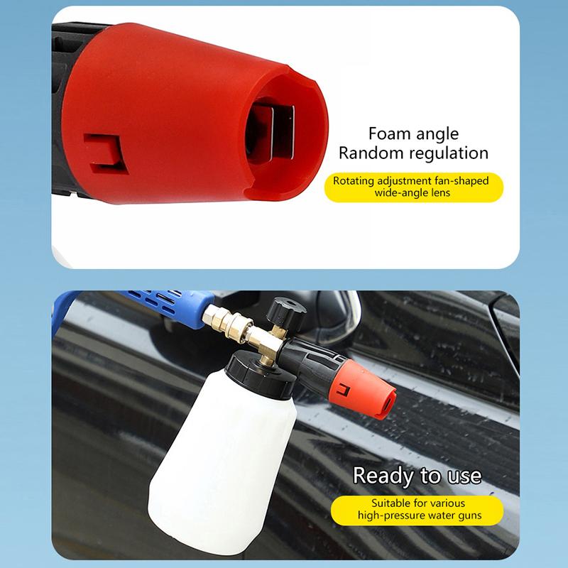 High Pressure Snowflake Foam Spray Gun 1L Large Capacity 1/4 Quick Connect Adjustable Spray Angle High Pressure Cleaning Tool