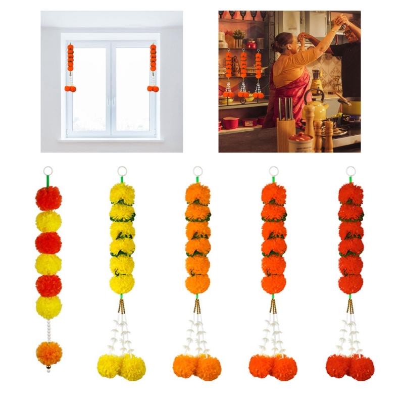 Marigold Hanging Ornament Artificial Marigold Garlands for Decorations Indian/American Wedding Mantles Party Decoration