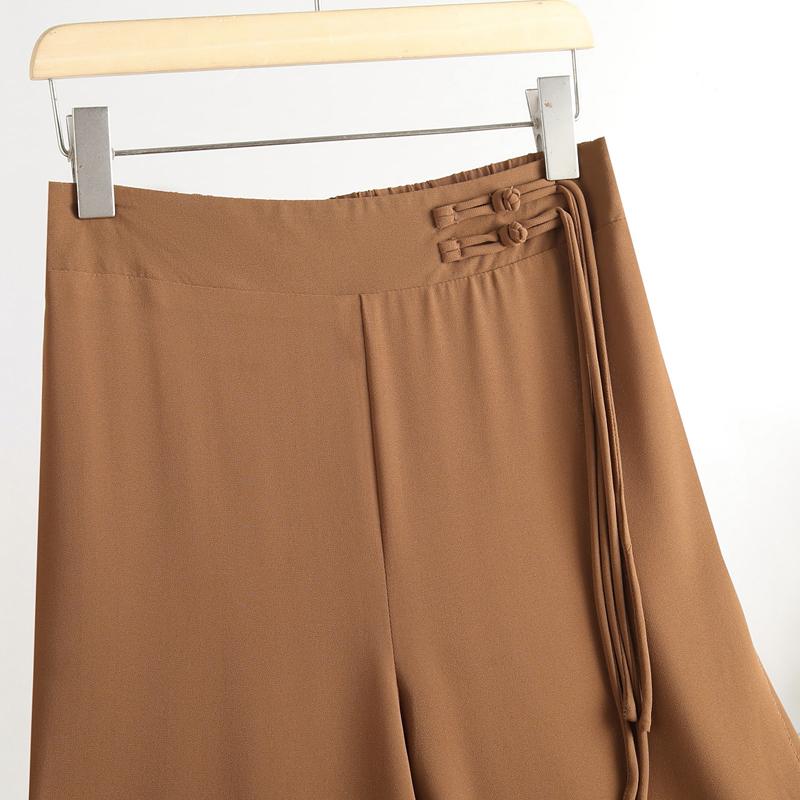 Elegant Summer Chiffon Wide Leg Pants Women Fashion Summer High Waist Pants Vintage Clothes