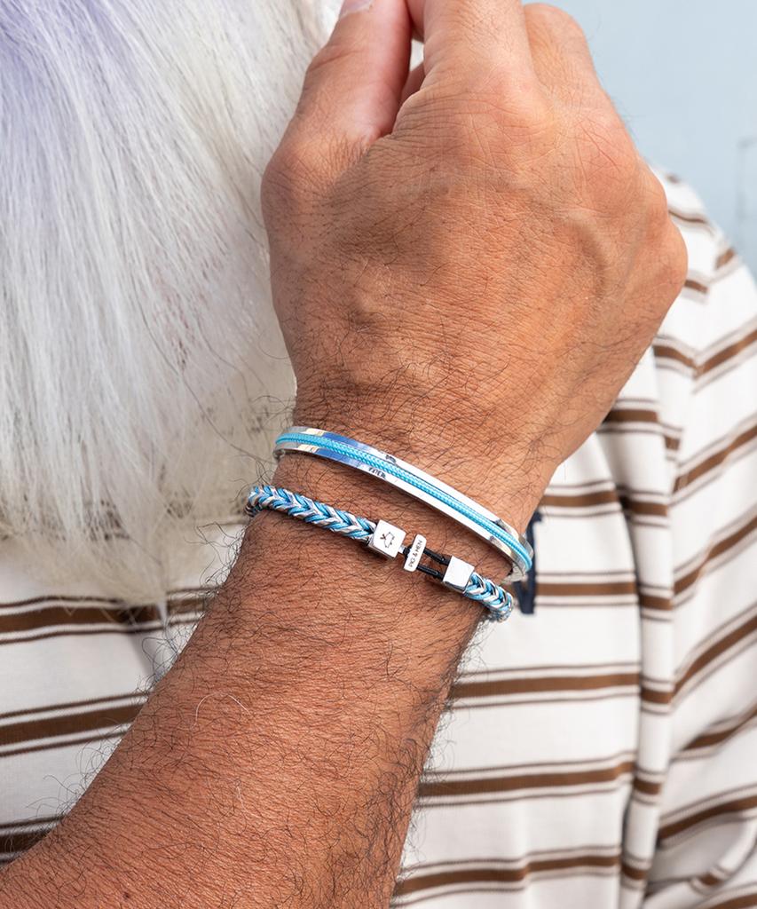 Pig&Hen Catena Foxtail Bracelet - Summer Blue X Silver