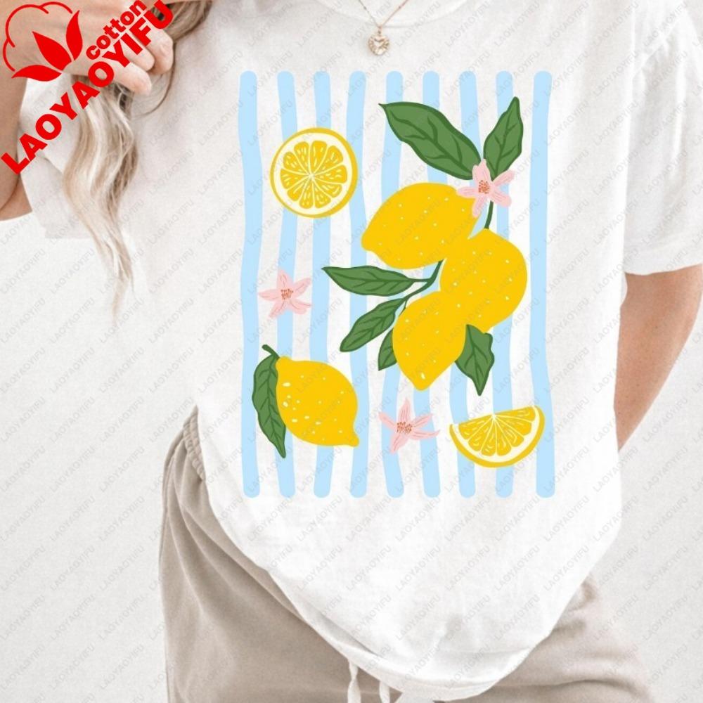 Lemon Shirt Fruit Graphic Tee Citrus Lemon Tshirt Lemon Lover Tops Summer Vibes Tee Vacation Tropical Clothes