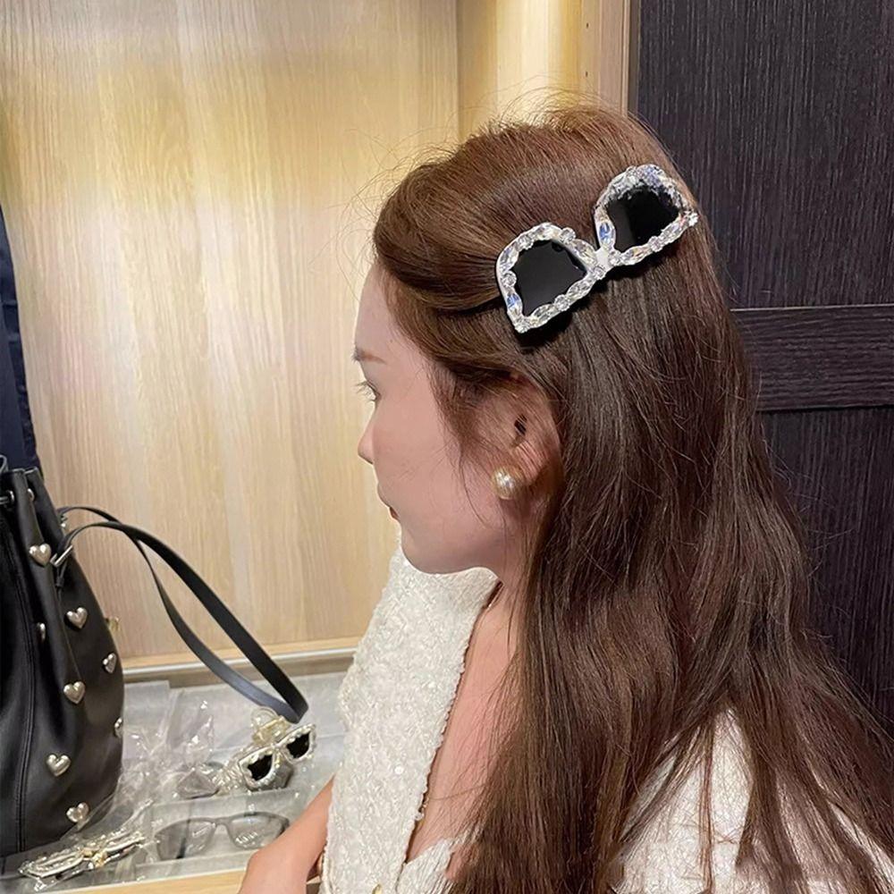 

Shiny Rhinestone Hair Clip Glasses Sunglasses Hair Claw Creative Daily hairpin