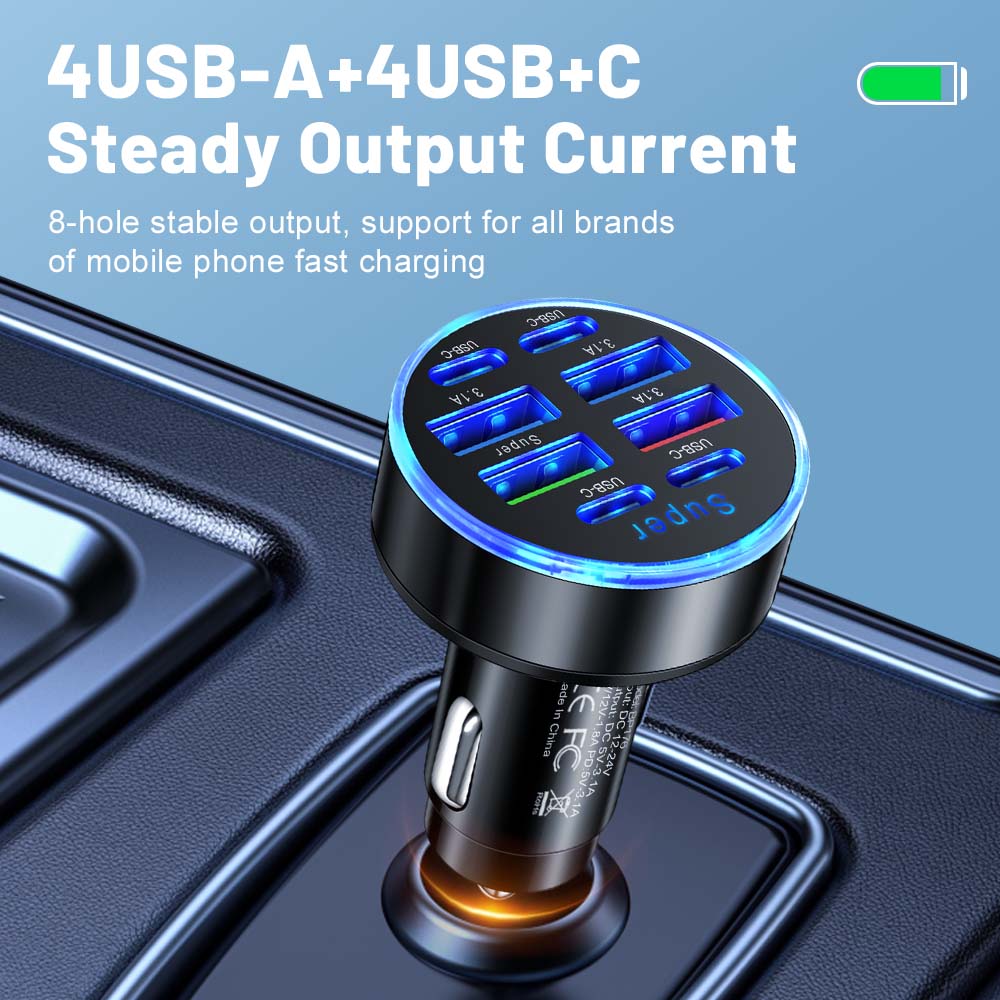 USB Car Charger Total 120W PD Type C Fast Charging Car Phone Adapter For iPhone Samsung Xiaomi