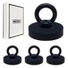 NEODY Magnetic Hooks, Strong Neodymium Magnets, Realistic Weight Capacity 30kg, Silicon Eye (44*44*38mm), Black, Set of 4, SE-0104-B