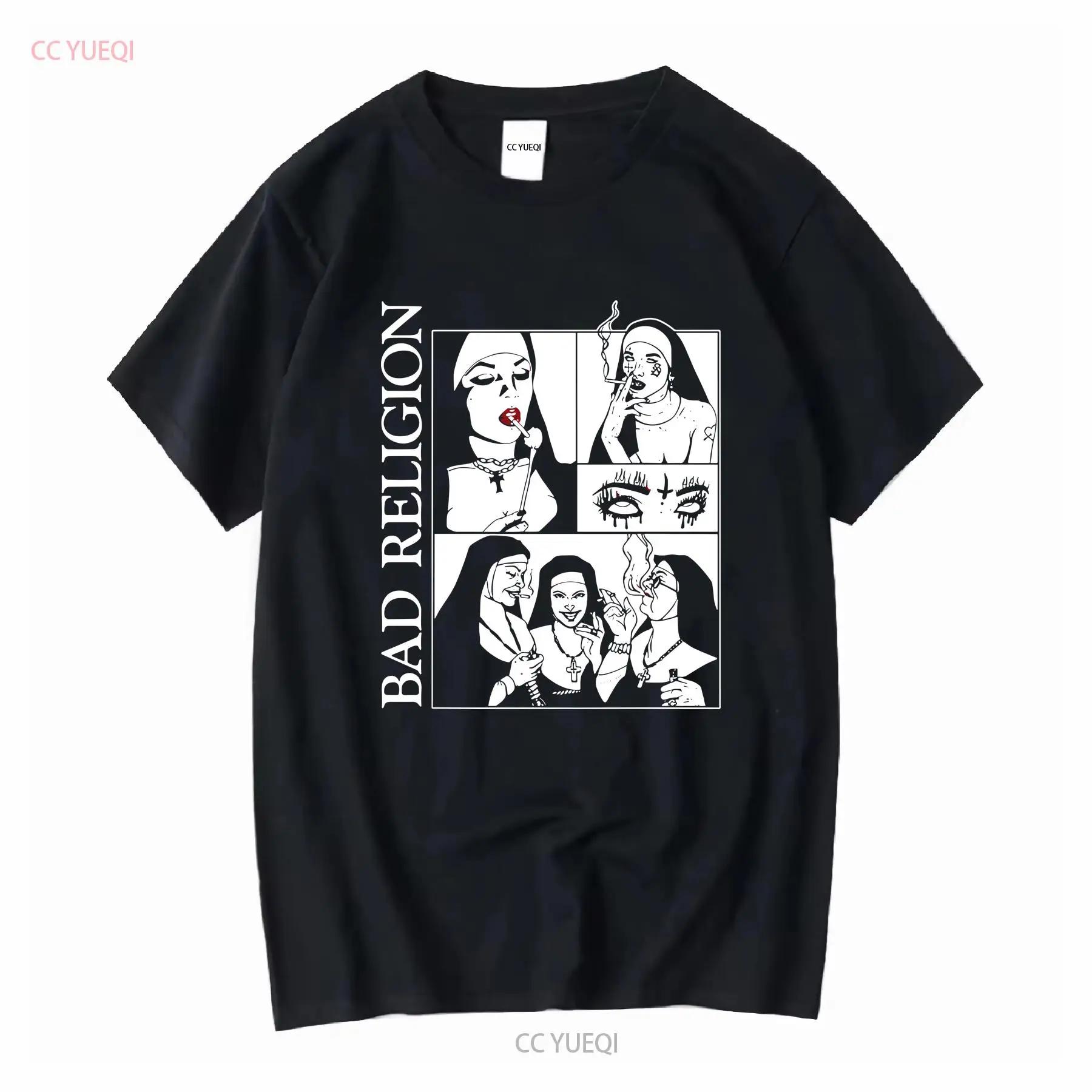 Bad Nuns Religion Smoking T Shirt long or short sleeves vintage Washed Top For Everyday Wear Breathable Unisex Casual fashion S разноцветный